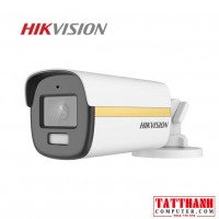 Camera quan sát analog HD Hikvision DS-2CE12DF3T-FS (Camera ColorVu, 2MP, hồng ngoại 40m, vỏ sắt, tích hợp micro thu âm, màu sắc 24/7)