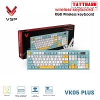 Bàn Phím Giả Cơ Không Dây VSP  VK05 Plus | 3 Mode, Trắng, Xanh, Vàng (KM04-VK05PL0164)
