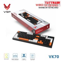 Bàn Phím Giả Cơ Có Dây VSP VK70 | Đen trắng cam (KM04-VK70000164)
