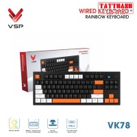 Bàn Phím Giả Cơ Có Dây VSP VK78 | đen trắng cam (KM04-VK78000164)