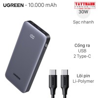 Pin sạc dự phòng Polymer 10000mAh Ugreen PB535 55994 - Type C PD QC 3.0 30W Mẫu mới