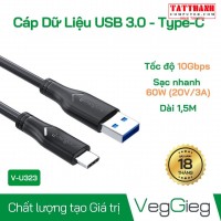 Cáp Sạc Data USB3.0 A-Typec 10G Veggieg (V-U323) 1.5M