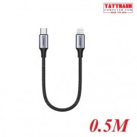 Cáp Sạc Ugreen 60758 (USB Type C to Lightning 3A, dài 0.5m chuẩn MFI Apple)
