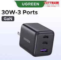 Cóc sạc 30W Ugreen GaN Fast Charger X515 55537 3 cổng ( US 2C 1A ) - US
