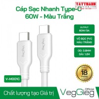Cáp Sạc Nhanh USB type-C to type-C 60W dài 1.2m VegGieg V-M001C chính hãng