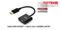 Cable chuyển Displayport to VGA Unitek 0.15m Y-6339BK