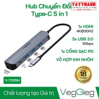 Hub chuyển đổi Type-C - 5 in 1 VegGieg V-TC05H