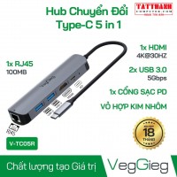 Hub chuyển đổi Type C VEGGIEG V-TC05R | 5 in 1