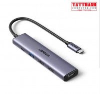 Hub USB Type-C 5 trong 1 ra HDMI 4K@30Hz, USB 2.0, USB 3.0, Sạc PD 100W Ugreen 15495 cao cấp
