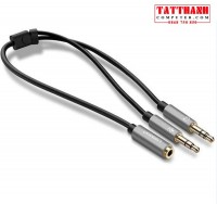 Cáp Gộp Ugreen 20899 Audio 3.5mm 2 Vào 1 Ra Mic và Tai Nghe (Dài 20cm)
