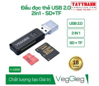 Đầu đọc thẻ USB 2.0 SD + TF Veggieg VC202