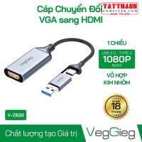 Cáp chuyển đổi HDMI sang USB/TypeC - VEGGIEG V-Z632 | 2 in 1