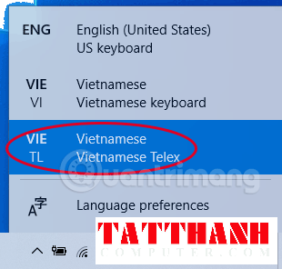 Cách bật bộ gõ tiếng Việt Telex mặc định trong Windows 10 May 2019